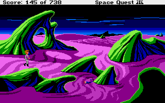 Space Quest III: The Pirates of Pestulon Atari ST Screenshot: Exploring a mostly desolate planet.
