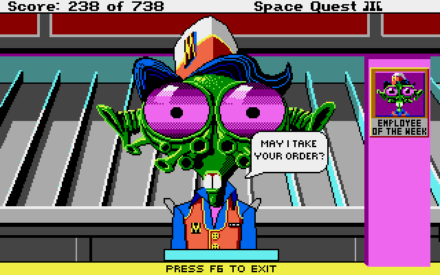 Space Quest III: The Pirates of Pestulon Atari ST Screenshot: Care to place an order?