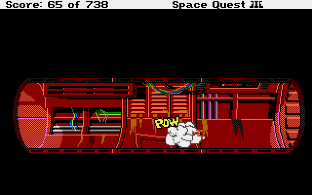 Space Quest III: The Pirates of Pestulon Atari ST Screenshot: Roger is attacked by one of the rats!