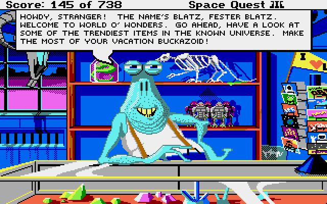 Space Quest III: The Pirates of Pestulon Atari ST Screenshot: Introducing Blatz, Fester Blatz!