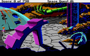 Space Quest III: The Pirates of Pestulon for Atari ST - Exploring the garbage freighter.
