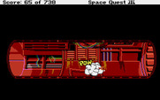 Space Quest III: The Pirates of Pestulon for Atari ST - Roger is attacked by one of the rats!