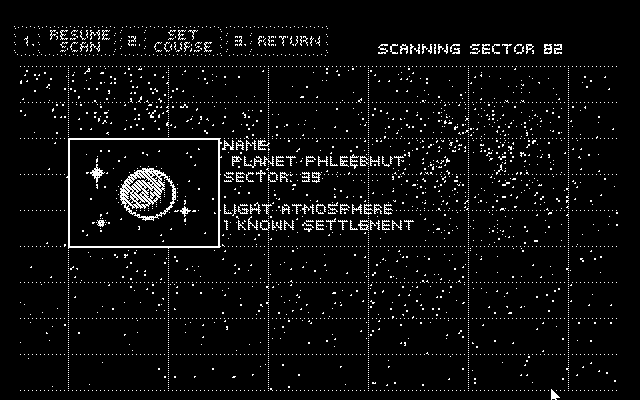 Space Quest III: The Pirates of Pestulon Atari ST Screenshot: Searching for somewhere to go...