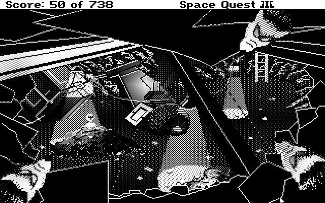 Space Quest III: The Pirates of Pestulon Atari ST Screenshot: Uh oh, giant rats are watching!