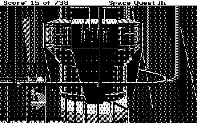 Space Quest III: The Pirates of Pestulon Atari ST Screenshot: You'll need to use this grabber to move some stuff around.