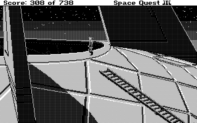 Space Quest III: The Pirates of Pestulon Atari ST Screenshot: Top of a large device!