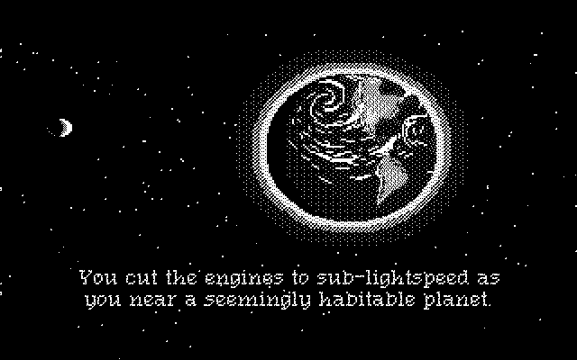 Space Quest III: The Pirates of Pestulon Atari ST Screenshot: Looks like a nice place to land...