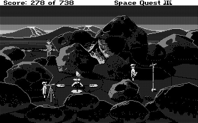 Space Quest III: The Pirates of Pestulon Atari ST Screenshot: Who are these suspect characters?
