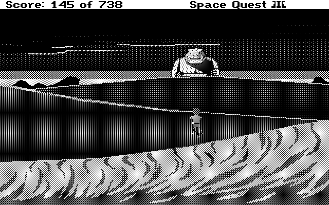 Space Quest III: The Pirates of Pestulon Atari ST Screenshot: What's this in the distance?