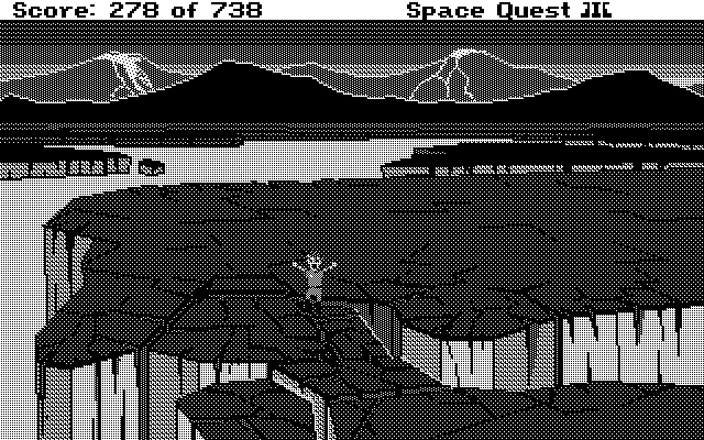 Space Quest III: The Pirates of Pestulon Atari ST Screenshot: This planet isn't entirely stable...