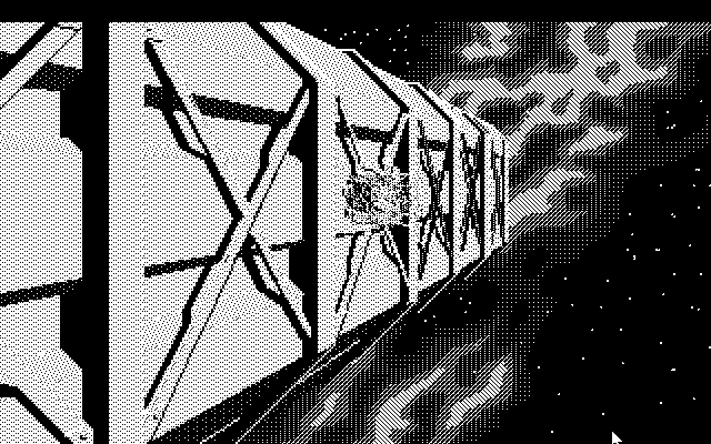 Space Quest III: The Pirates of Pestulon Atari ST Screenshot: Blasting my way out of the junk freighter.