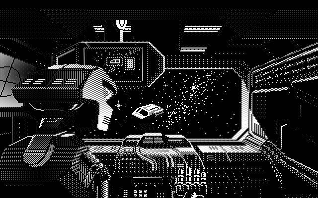 Space Quest III: The Pirates of Pestulon Atari ST Screenshot: The robot tracking Roger...