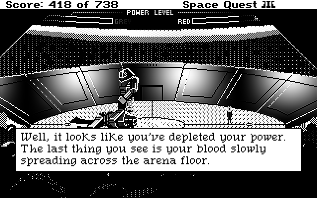 Space Quest III: The Pirates of Pestulon Atari ST Screenshot: I lost the fight.