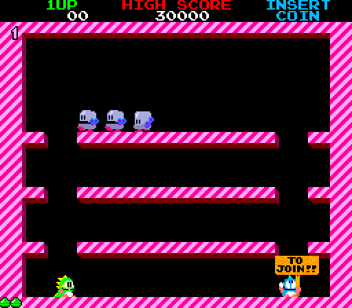 Bubble Bobble Arcade Screenshot: Game start.