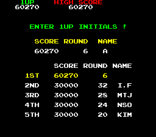 Bubble Bobble Arcade Screenshot: Game over; a new high score!