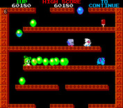 Bubble Bobble for Arcade - Numerous bubbles appear on some levels.