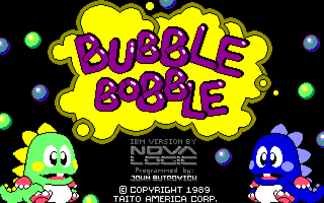 Bubble Bobble IBM PC/Compatibles Screenshot: Title screen.