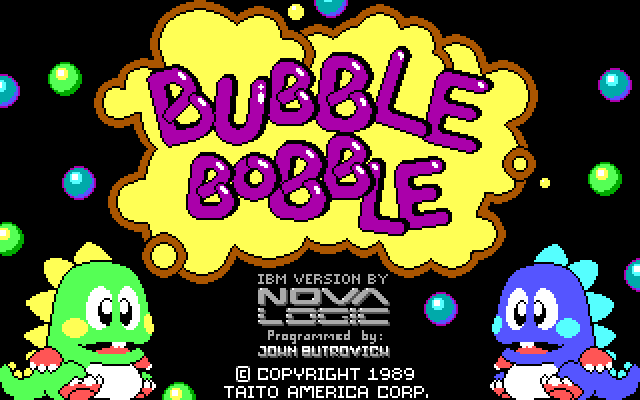Bubble Bobble IBM PC/Compatibles Screenshot: Title screen.