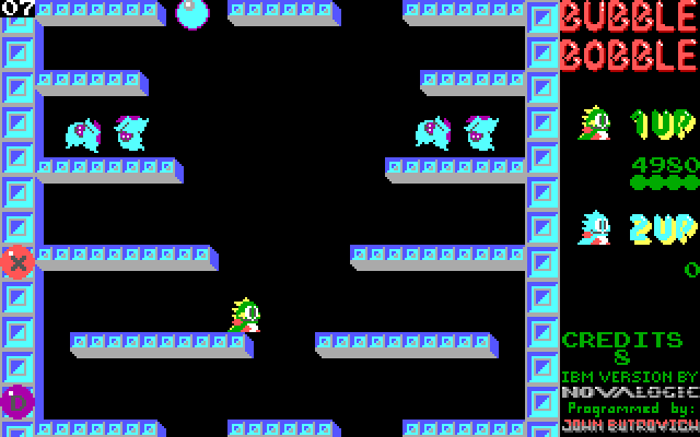 Bubble Bobble IBM PC/Compatibles Screenshot: Our protagonist is successful.