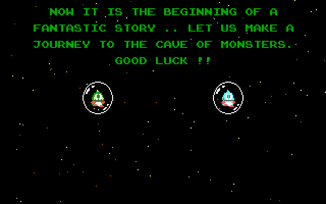 Bubble Bobble IBM PC/Compatibles Screenshot: Game introduction.