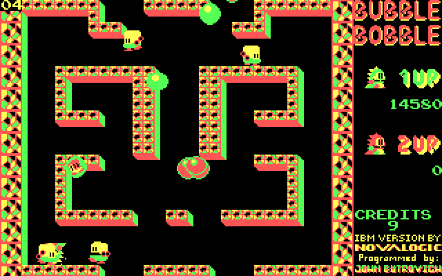 Bubble Bobble IBM PC/Compatibles Screenshot: Surrounded!