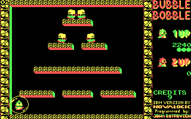 Bubble Bobble IBM PC/Compatibles Screenshot: Starting the second level.