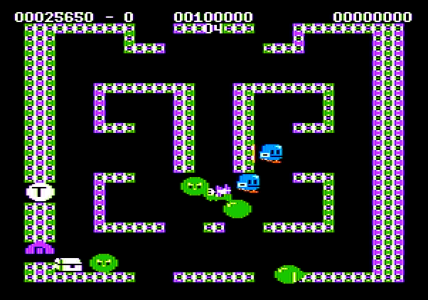 Bubble Bobble Apple II Screenshot: I was caught!