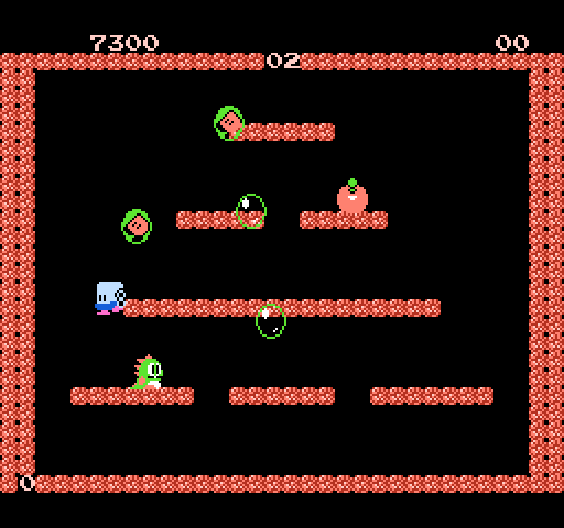 Bubble Bobble NES / Famicom Screenshot: Capture opponents in bubbles!
