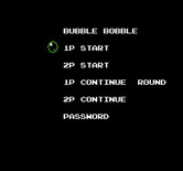 Bubble Bobble for NES / Famicom - Main menu.