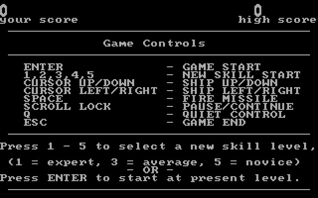 Space Commanders IBM PC/Compatibles Screenshot: The main menu.