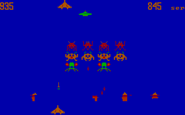 Space Commanders IBM PC/Compatibles Screenshot: Only a few invaders left...