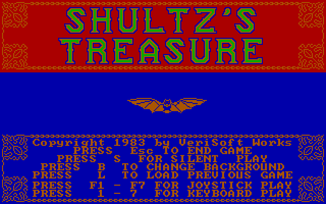 Shultz's Treasure IBM PC/Compatibles Screenshot: Title screen.