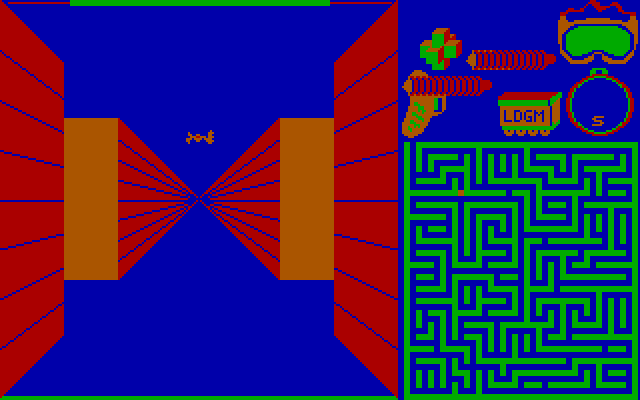 Shultz's Treasure IBM PC/Compatibles Screenshot: A very long hallway...