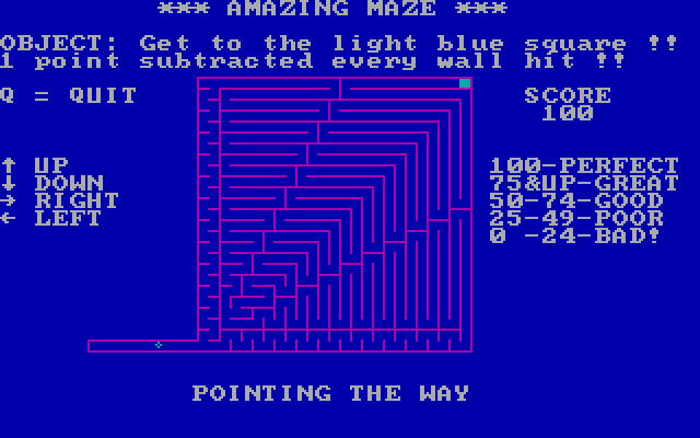 Amazing Maze IBM PC/Compatibles Screenshot: This maze has a lot of tricky turns.