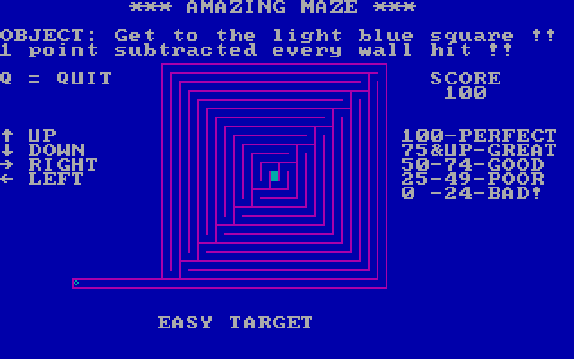 Amazing Maze IBM PC/Compatibles Screenshot: Beginning the easy target maze.