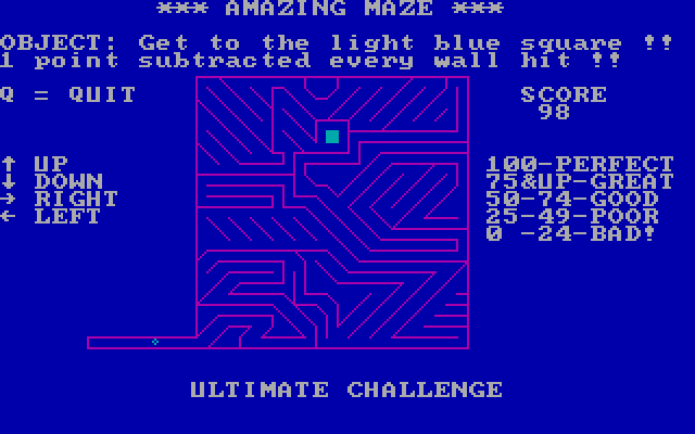 Amazing Maze IBM PC/Compatibles Screenshot: Diagonals make this maze tricky.