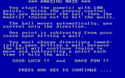 Amazing Maze for IBM PC/Compatibles - Instructions, part 2.