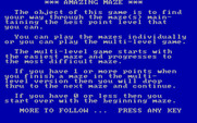 Amazing Maze for IBM PC/Compatibles - Instructions, part 1.