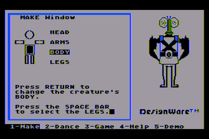 Creature Creator Atari 8-bit Screenshot: Here's another creature I made.