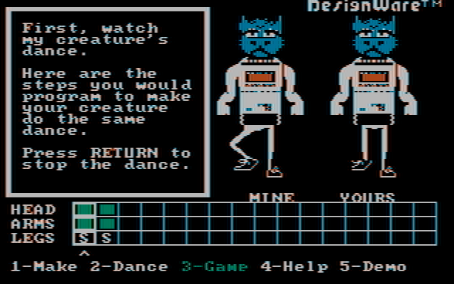 Creature Creator IBM PC/Compatibles Screenshot: Game instructions.