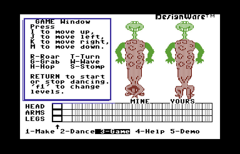 Creature Creator Commodore 64 Screenshot: The game in progress...