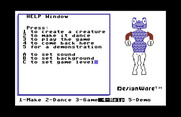 Creature Creator for Commodore 64 - Help screen.