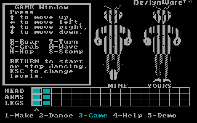 Creature Creator IBM PC/Compatibles Screenshot: Can you follow the computers dance moves?