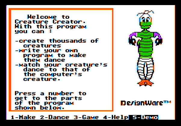 Creature Creator Apple II Screenshot: Welcome to Creature Creator!