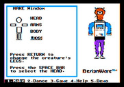 Creature Creator for Apple II - You can combine different heads, arms, and body parts...