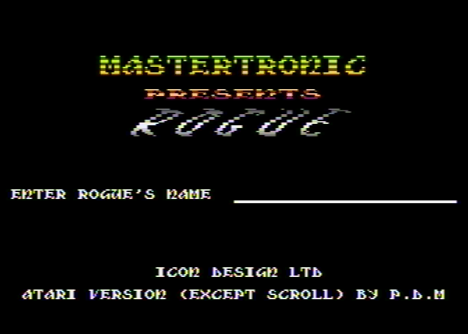 Rogue Atari 8-bit Screenshot: Title screen.