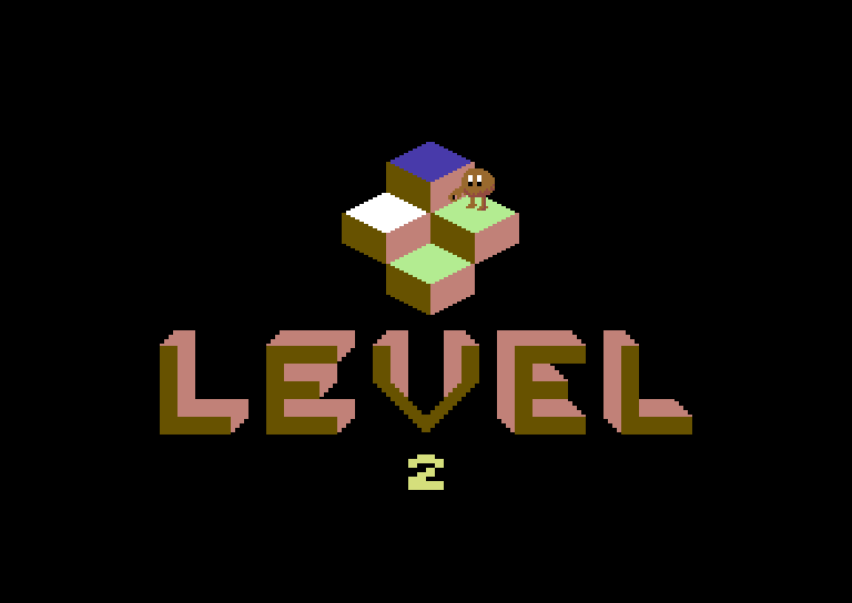 Q*bert Commodore 64 Screenshot: Level 2 start...