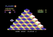 Q*bert for Commodore 64 - Gmae over.