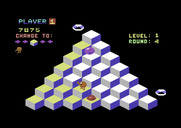 Q*bert for Commodore 64 - The purple ball hatches into the snake...
