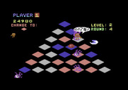 Q*bert for Commodore 64 - Ouch, the snake got me!